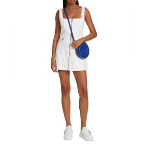 Alice & Olivia Thersa Zip Front White Denim Dress